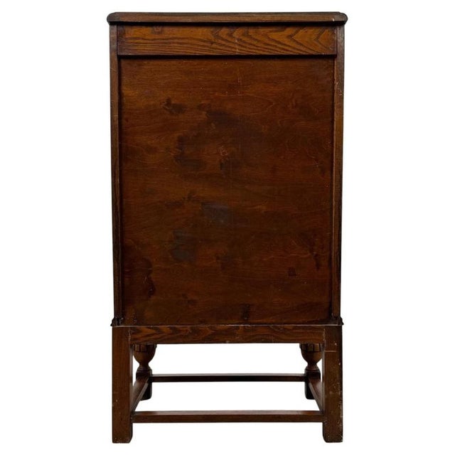 Antique English Golden Oak Secretaire with Mirrored Interior, 1900s For Sale - Image 11 of 14