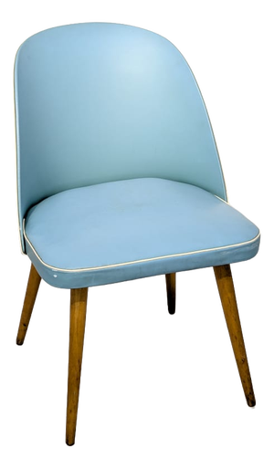 Vintage Blue Leather Armchair, 1950s