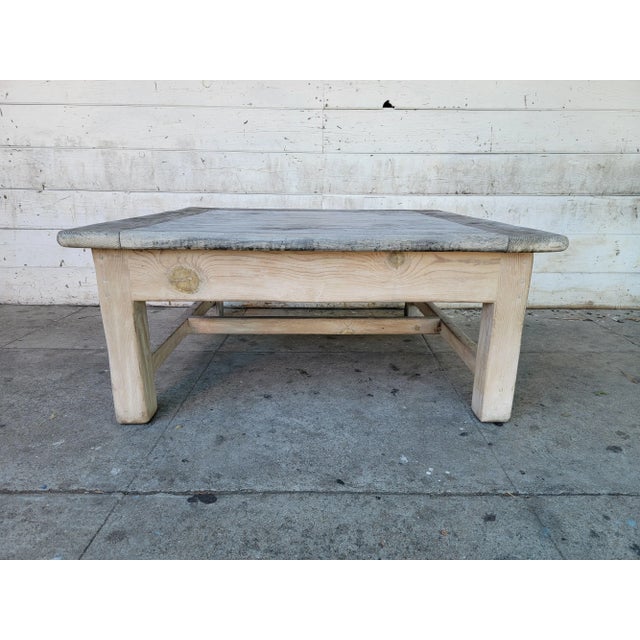 Wood 1980s Rustic Weathered Wood Coffee Table For Sale - Image 7 of 18