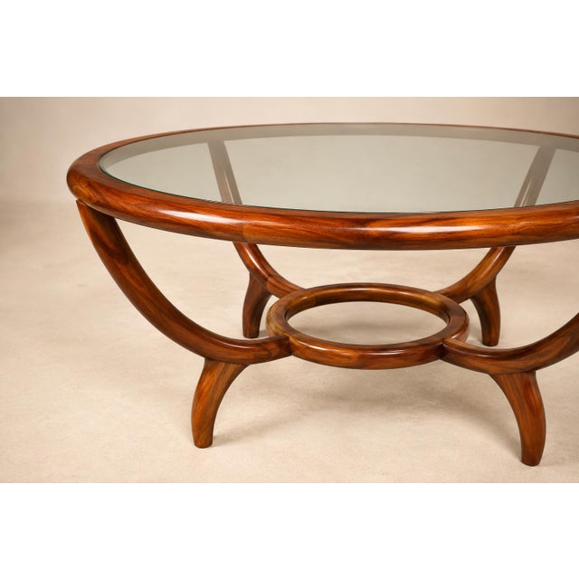Round Coffee Table in Caviúna Wood & Glass by Giuseppe Scapinelli, Brazil, 1950s For Sale - Image 16 of 18