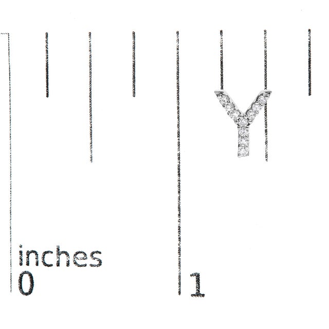 Early 21st Century 10K White Gold 1/10 Cttw Diamond 'Y' Initial Stud Earring For Sale - Image 5 of 5