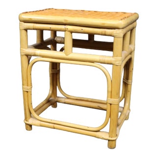 Bamboo and Wicker Side Table For Sale