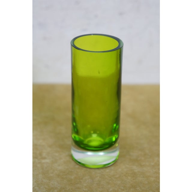 Glass 6 Chinese Emerald Green Blown Glass Graduated Tubular Torpedo Bud Vases 4" to 8" For Sale - Image 7 of 13