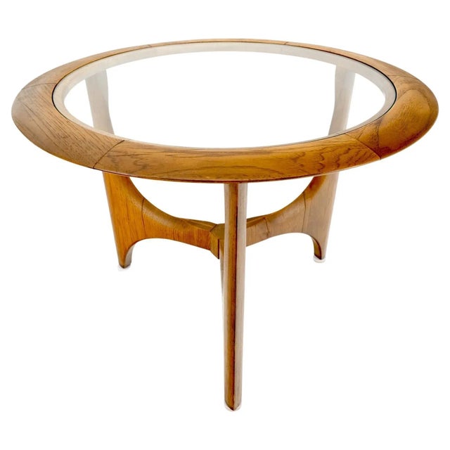 Lane Tripod Trileged Round Beveled Chestnut Bezel Glass Top Side End Table Stand For Sale - Image 13 of 13