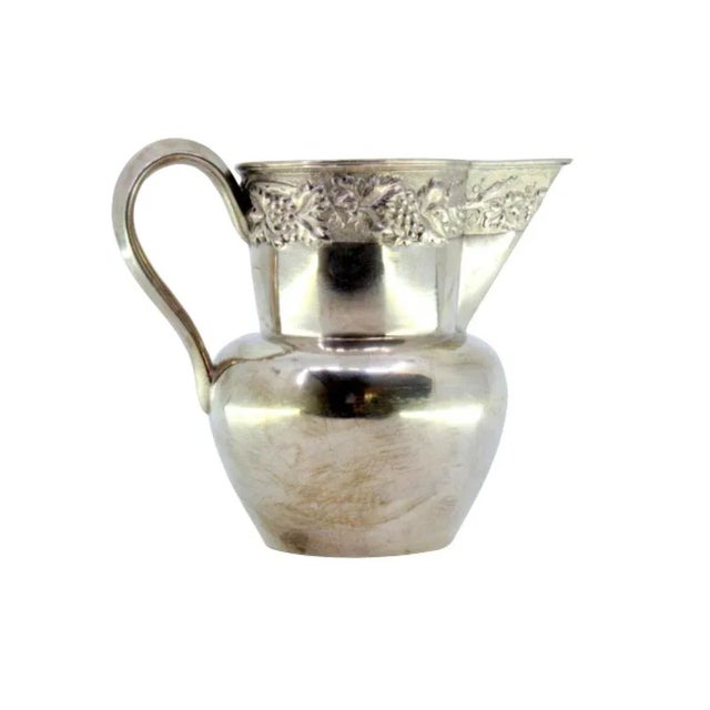 Silver Wine Jug with Reliefs and Applications of Leaves and Grapes For Sale - Image 6 of 6
