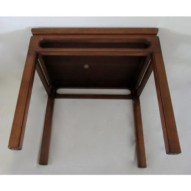 C.197'0's Michael Taylor for Baker Furniture "Ming-Style" Fruitwood & Burlwood Top Side/End Table For Sale - Image 12 of 12