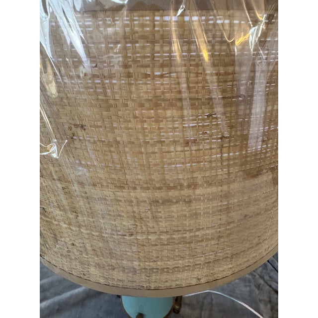 Wood Coastal Boca Celadon Lamp For Sale - Image 7 of 10