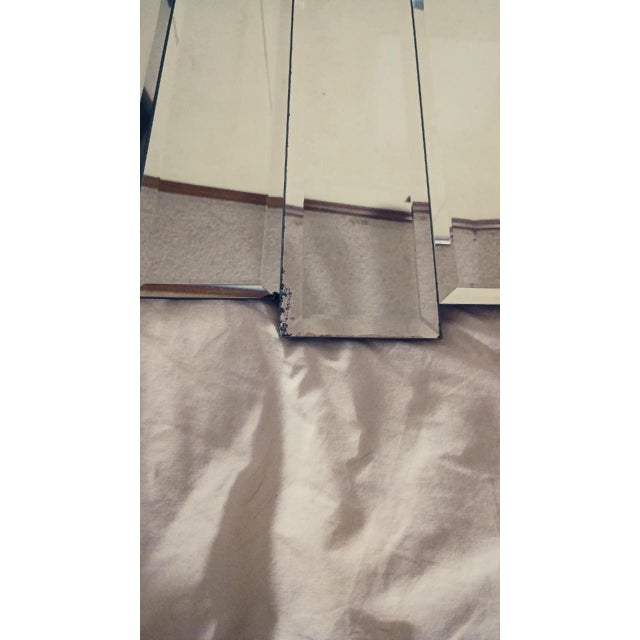 Vintage 1980s Postmodern Art Deco Revival 9- Panel Beveled Step Mirror For Sale - Image 9 of 17