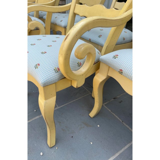 1980s Vintage Painted French Country Dining Chairs With Scalamandre Fabric - Set of 6 For Sale - Image 10 of 13