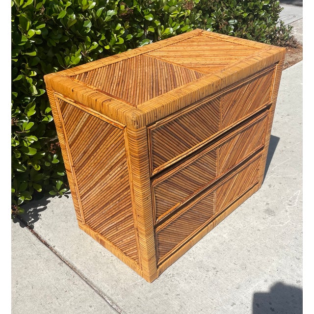 Boho Chic Vintage Pencil Reed Rattan Dresser, Gabriella Crespi Style, For Sale - Image 3 of 8