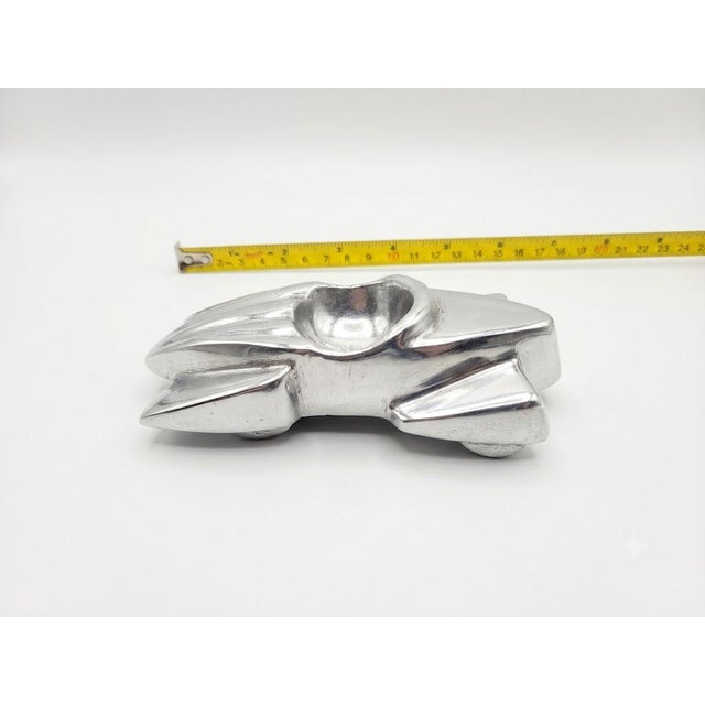 1930s Vintage 1930s Art Deco Streamline Cast Aluminum Roadster Car Ashtray Desk Sculpture For Sale - Image 5 of 7