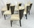Wood Set of 6 Mid-Century Tuxedo Dining Chairs, Ebonized Wood, Brass Nailheads For Sale - Image 7 of 18