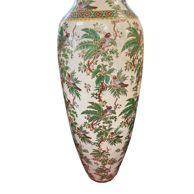 Green Palace Size Famille Verte-Style Porcelain Floor Vase For Sale - Image 8 of 9