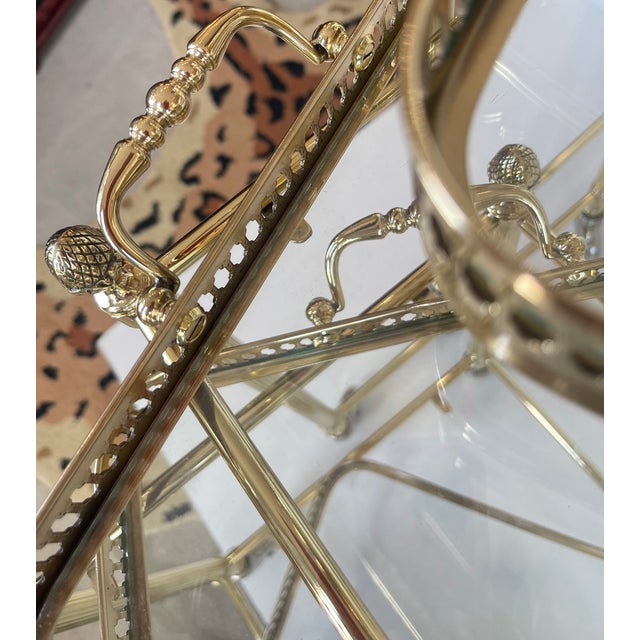 French Neoclassical Style Nesting Bar Carts With Glass Shelves, Maison Jansen For Sale - Image 15 of 17