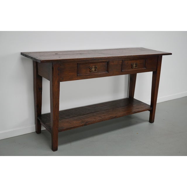 Vintage French Rustic Farmhouse Oak Side Table, 1920s For Sale - Image 10 of 18