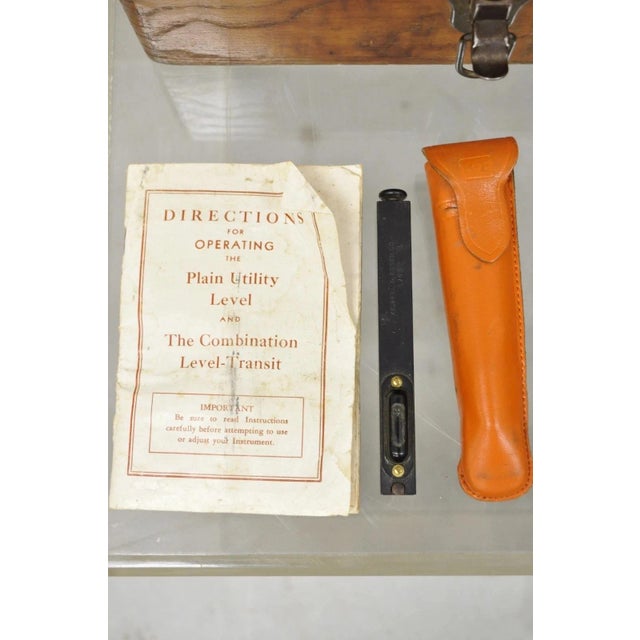 Wood Vintage David White Instrument Surveying Equipment Plane Utility Level Oak Case For Sale - Image 7 of 12