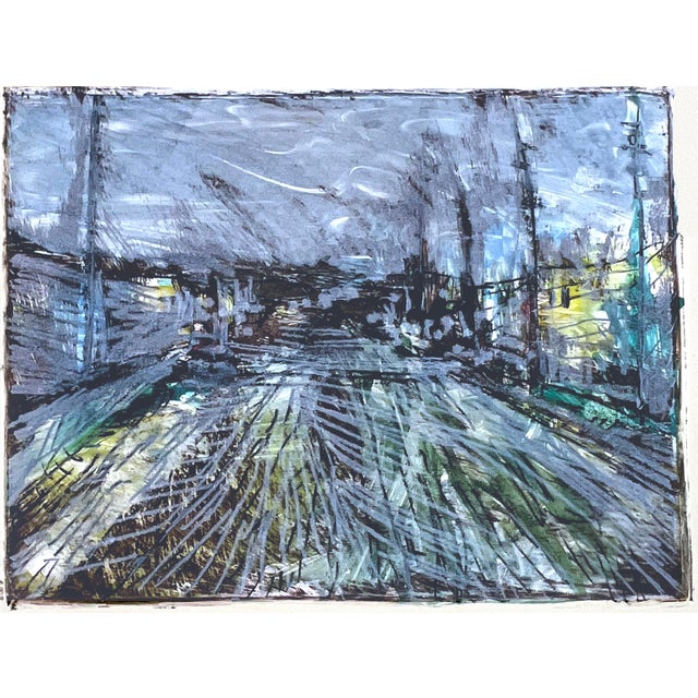 Abstract Expressionist Rue De Paris Oil on Paper - Transfer Monotype by Heather Speck For Sale - Image 4 of 8