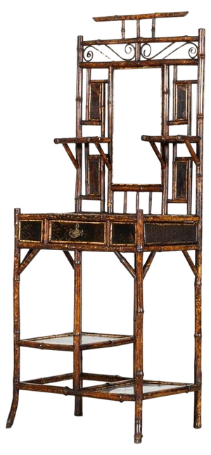 19th Century English Bamboo Mirrored Hall Stand, 1880