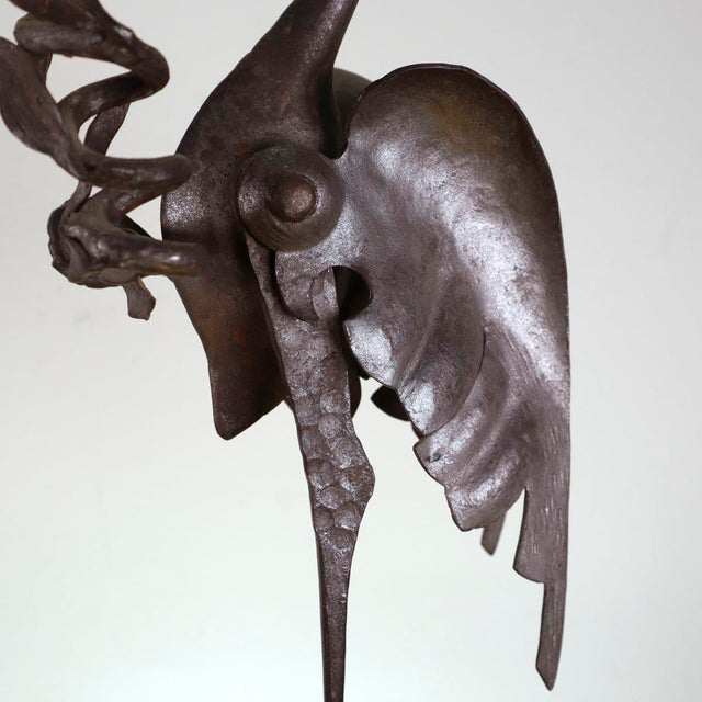 Iron Sculpture with Black Marble Base attributed to Carlo Rizzarda For Sale - Image 3 of 11