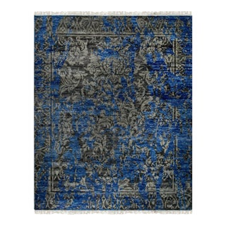 8x10 Blossom Bamboo Floral Traditional Hand Knotted Wool Carpet Rug For Sale