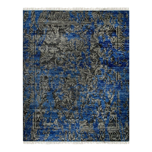 8x10 Blossom Bamboo Floral Traditional Hand Knotted Wool Carpet Rug For Sale