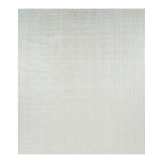 Rug & Kilim’s Oversized Textural Rug in Solid White and Silver-Gray Striae - 13x15 For Sale