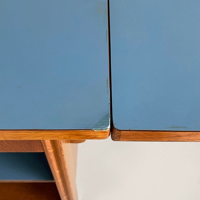 Mid-Century Modern Italian Worktable in Wood and Blue Formica, 1950s For Sale - Image 14 of 18