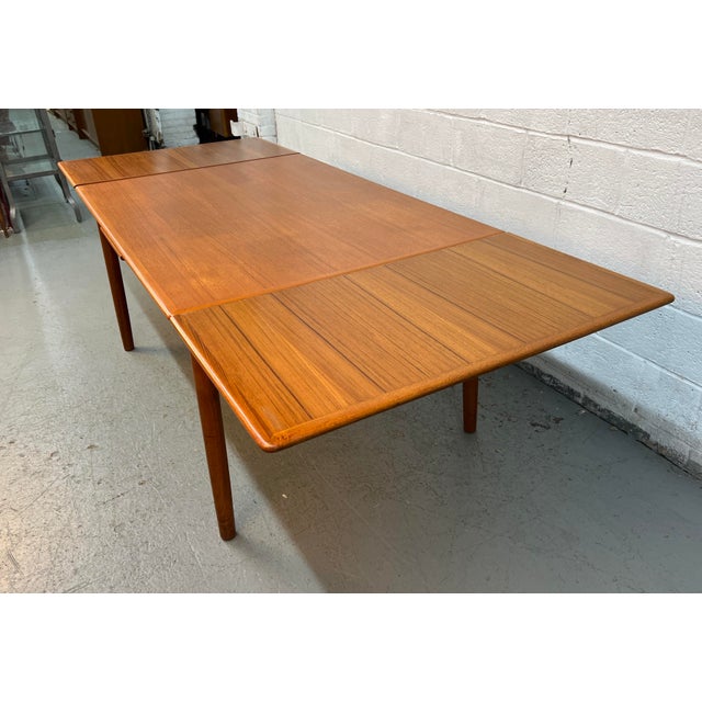 Mid-Century Danish Teak Extendable Draw-Leaf Dining Table For Sale - Image 9 of 9