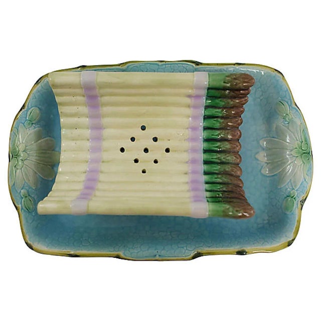 Vintage Majolica Asparagus Dish For Sale - Image 4 of 8