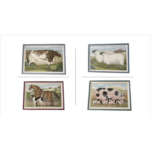 Custom Framed Hand-Embroidered English Country Needlepoints – Set of Four There is a reason hand embroidery has never gone...