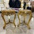 French-Style Gilded Side Table Set of 2 – Beige Marble Top With Gold Leaf Floral Details For Sale - Image 4 of 8