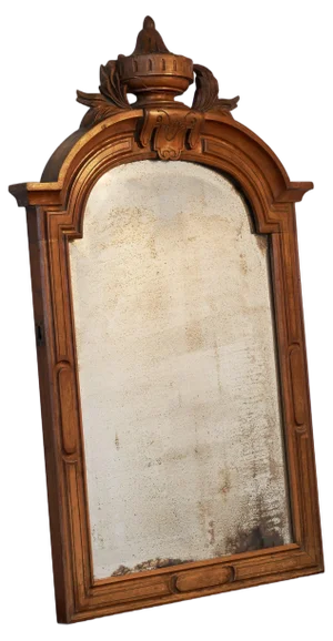 ly Patinated Mirror in Carved Mahogany Frame, 1890s