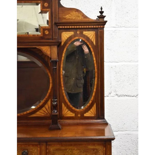 Victorian Sideboard in Mahogany Inlaid with Mirror Back, 1890 For Sale - Image 6 of 9