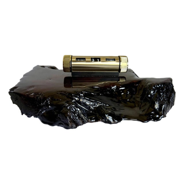 Vintage Perpetual Desktop Calendar on Live Edge Wood For Sale