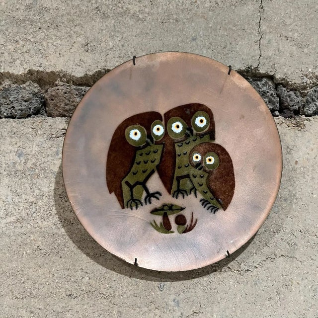 1960s Hand Crafted Enamel Owl Plate by Annemarie Davidson Sierra Madre, Ca For Sale - Image 12 of 12