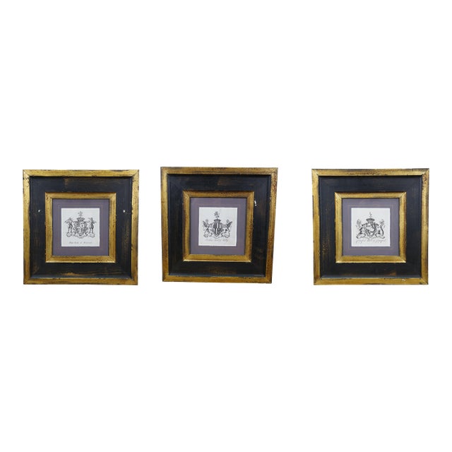 Late 20th Century British Heraldic Crests Earl of Cranford Kelly Kinnoul Coat of Arms Prints 19" - Set of 3 For Sale