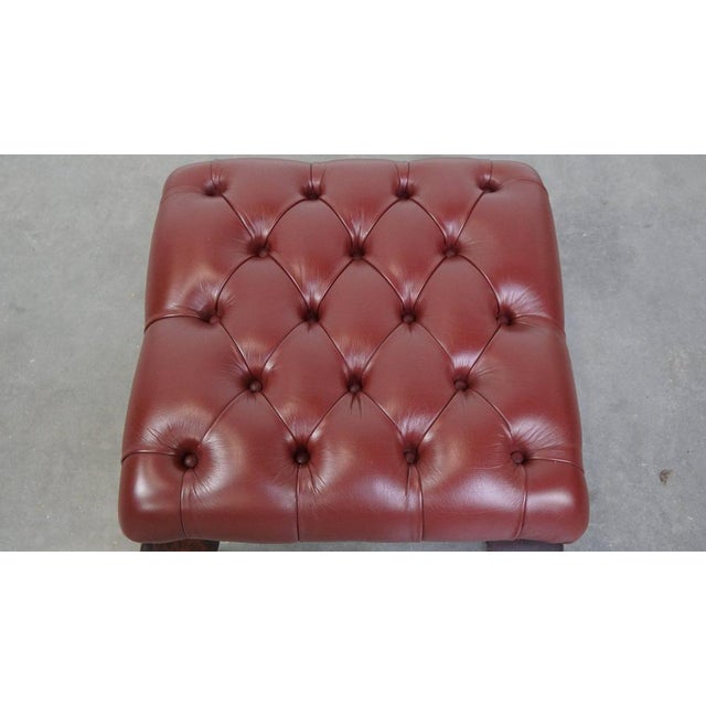 Red-Brown Cowhide Chesterfield Ottoman For Sale - Image 6 of 12