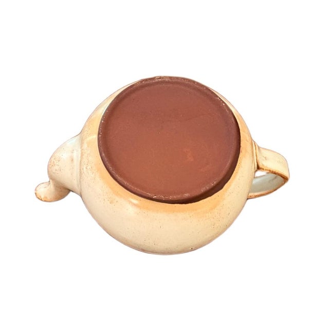 Vintage Mid Century Cream & Brown Speckled Stoneware Teapot For Sale - Image 4 of 4
