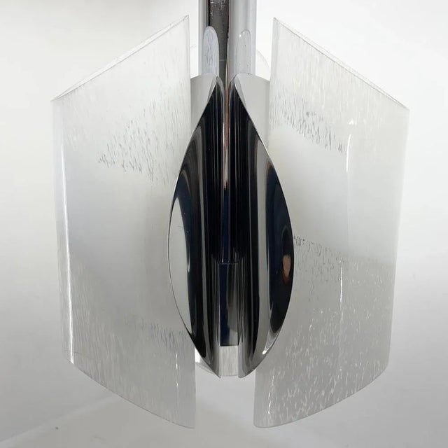 Mid-Century Chrome & Murano Glass Chandelier, Italy, 1970s For Sale - Image 10 of 11