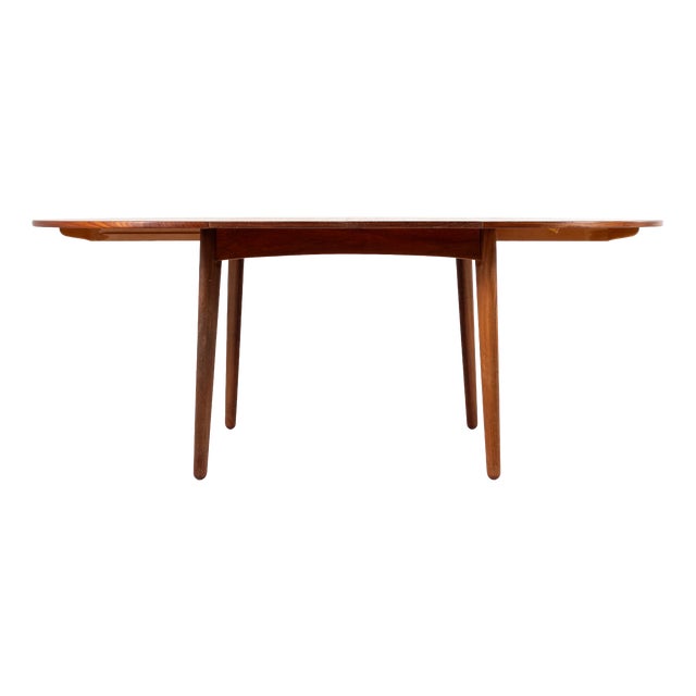 Mid-Century Modern Teak Dining Table with Two Extendable Leaves from H.P. Hansen, 1960s For Sale