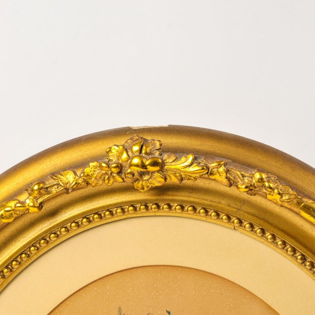 Vintage Floral Print in Gold Oval Frame "The Bouquet" For Sale - Image 4 of 11