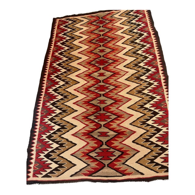 1900s, Handmade Antique Native American Navajo Style Rug 3.10' X 5.8' For Sale