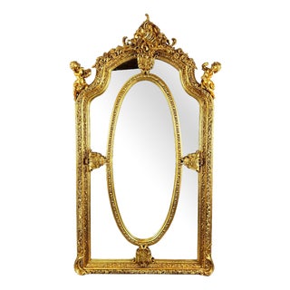 Large 19th Century Louis XV Mirror in Carved and Gilded Wood For Sale