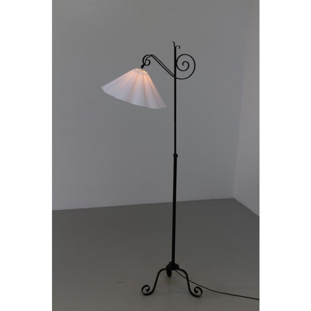 Art Deco Danish Tripod Floor Lamp in Wrought Iron, 1940s For Sale - Image 9 of 18