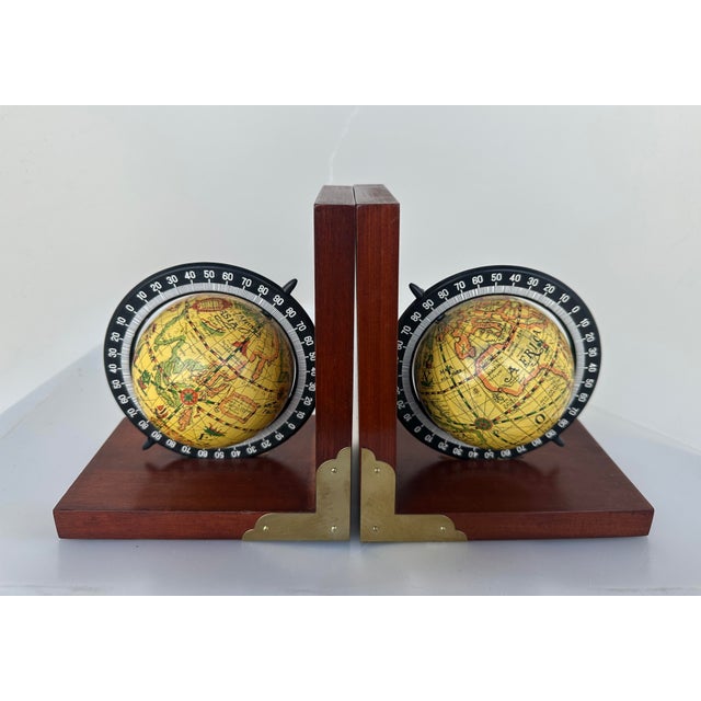 1990s Vintage Olde World Spinning Globe Bookends For Sale - Image 5 of 7