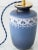 Vintage Blue and White Ceramic Table Lamp with New Liberty London Lampshade For Sale - Image 3 of 12