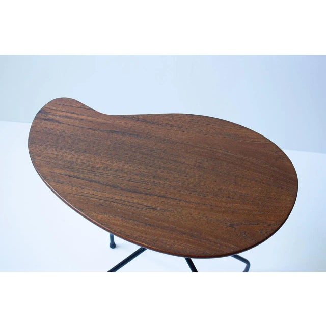 Mid-Century Modern Midcentury Scandinavian Bean-Shaped Side Table in Teak and Steel, 1950s For Sale - Image 3 of 7
