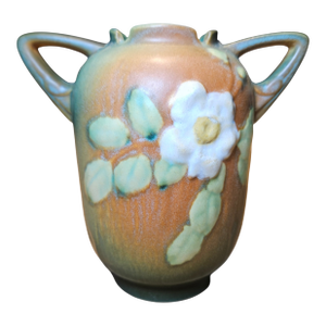 1940s Roseville Pottery White Rose Vase