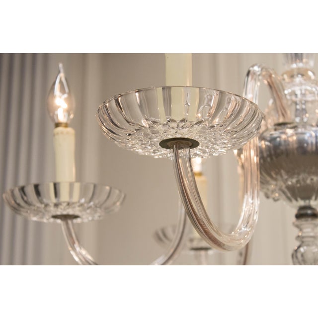 Clear Murano Crystal 6-Arm Chandelier in the style of Barovier, 1970s For Sale - Image 9 of 10