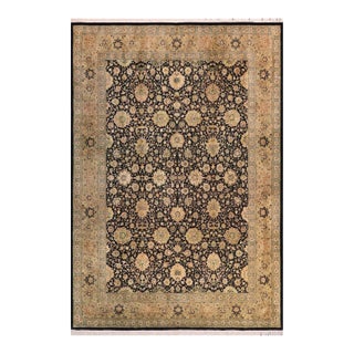 Floral Pak-Persian Black/Dark Gold Wool Rug - 10'1'' X 14'0'' For Sale